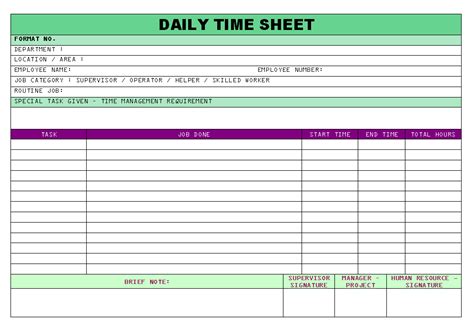 Daily Time Sheet Format Samples Word Document Download
