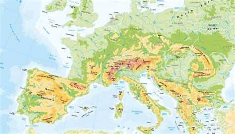 Physical Map Of Europe Cosmographics Ltd