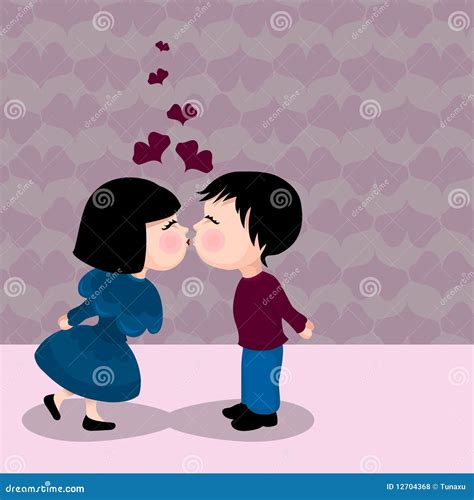 Cute Kissing Couple Stock Vector Illustration Of Modern 12704368