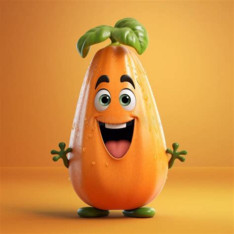 Cute Papaya Happy Cartoon Character Stock Illustration Illustration
