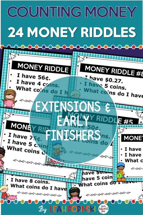 Here you will find a wide range of free printable money riddles, which will help your child learn solve problems and apply their. Counting Money - Extensions for Your Money Unit - Riddles for Counting Money - Leveled Tasks for ...