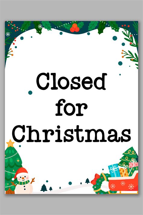 Free Printable Closed For Christmas Sign