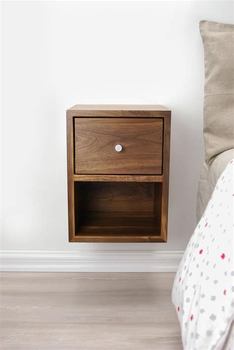 Shop wayfair for the best bedside shelf. Solid Walnut Wood Compact Floating Nightstand with Drawer ...