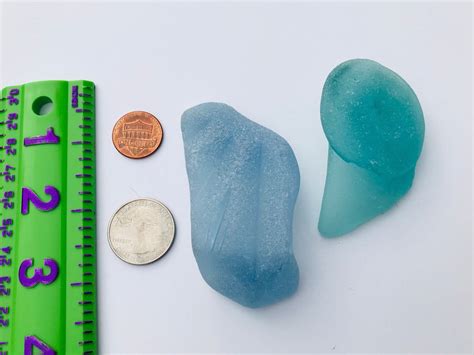 Huge Big Sea Glass Real Sea Glass 2 Pcs Blue Teal Sea Glass Etsy