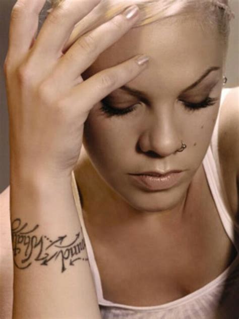 Pink¡ Getting A Wrist Tat Pink Tattoo Celebrity Tattoos Pink Singer