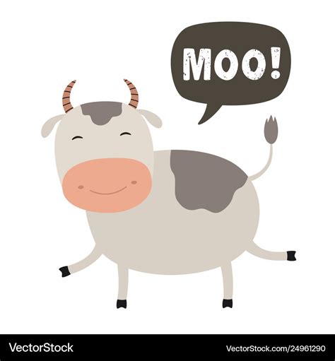 Funny Cow Cartoon Talking Cloud Moo Royalty Free Vector
