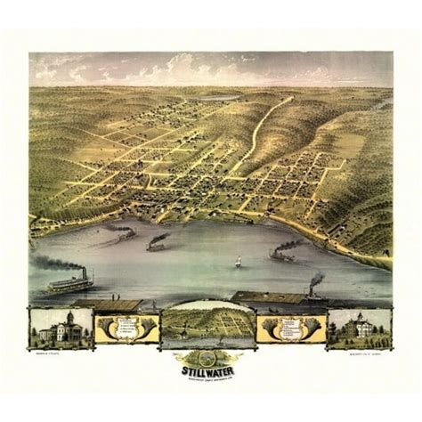 Historic Map Of Stillwater Minnesota 1870 Washington County Poster
