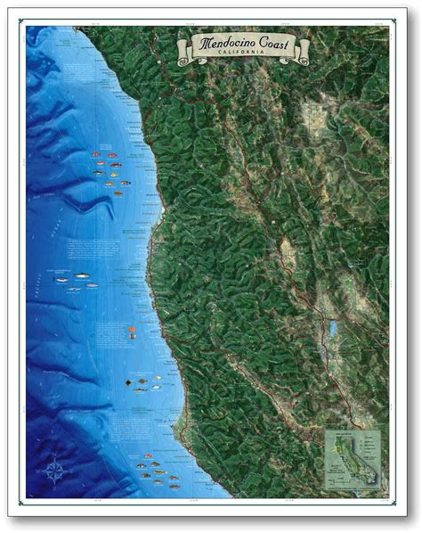 Mendocino Coast Map Coastal California Series Bluewater Maps