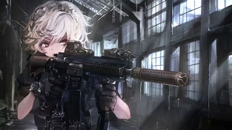 Anime Girl Gun Rifle 4k 42485 Wallpaper Pc Desktop