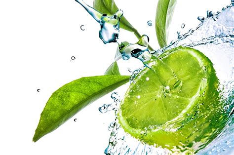 Green Lemon Illustration Lime Water Fruit Hd Wallpaper
