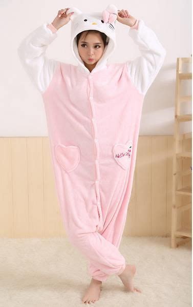 plus size hello kitty cosplay costume conjoined sleepwear cartoon kigurumi pajama flannel
