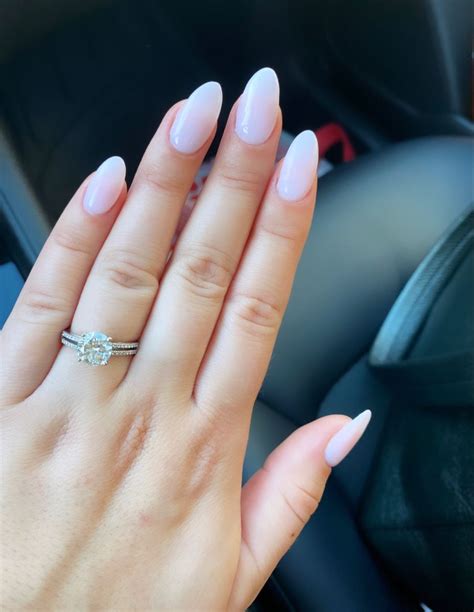 Almond Shaped Long Nails With A Very Light Pink Color Perfect Engagement Nails Almond Nails