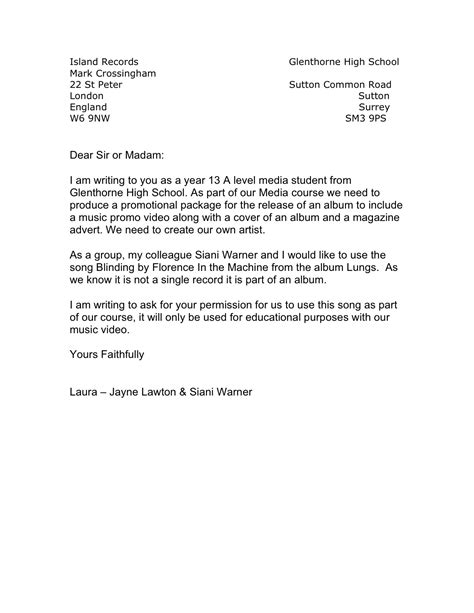 writing  request letter  permission sample