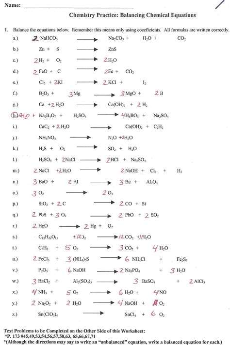 1) 2 nano3 + pbo pb(no3)2 + na2o. Balancing chemical equations worksheet pdf