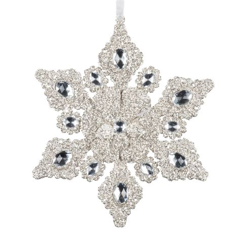 Vickerman 7 In Silver Glitter Snowflake Christmas Ornament Bulbamerica