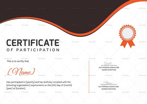 Shooting Participation Certificate Design Template In Psd Word