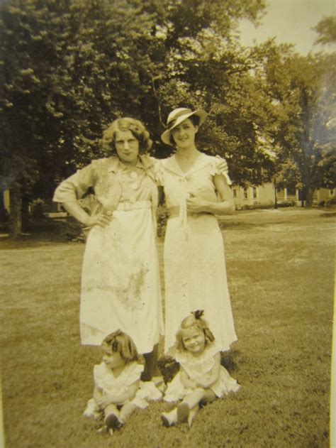 Vintage Bandw Photograph Proper Girls W Curls And Moms