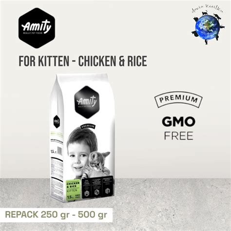 Jual Amity Premium Kitten Food Chicken And Rice Gmo Free Repack 250gr