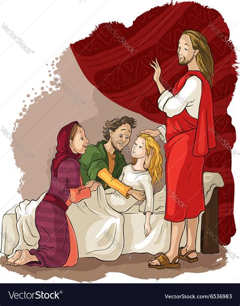 Miracles Of Jesus Raising Of Jairus Daughter Vector Image