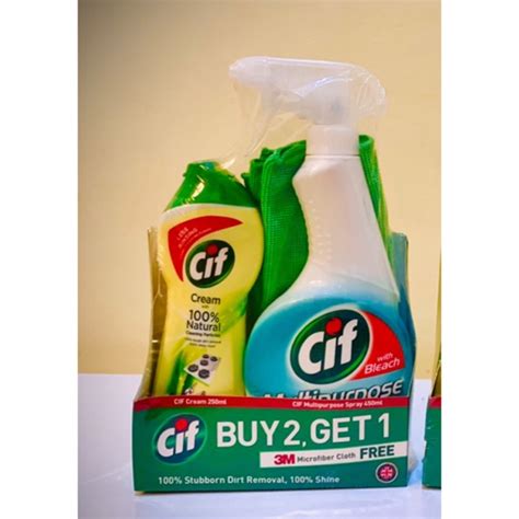 Cif Multi Purpose Spray 450 Ml And Cif Cream With Free 3m Microfiber