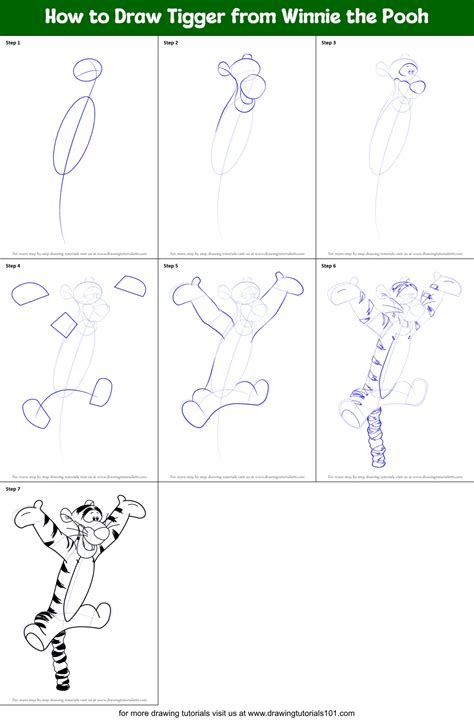 How To Draw Tigger From Winnie The Pooh Printable Step By Step Drawing Sheet