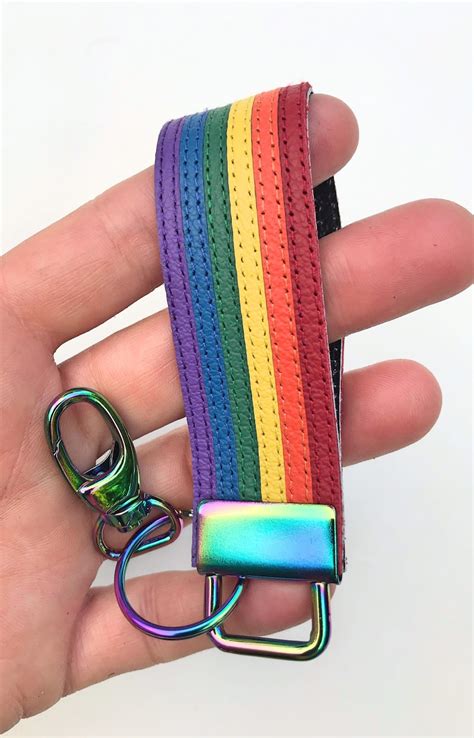 Gay Pride Leather Keychain Rainbow Lgbt Lgbtq Key Chain Flag Etsy