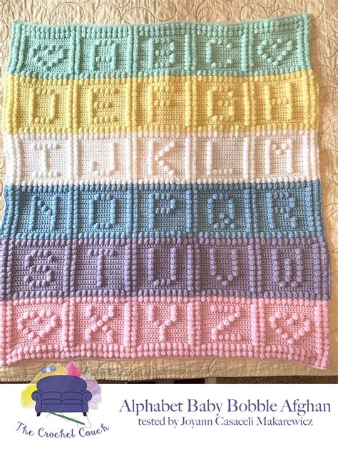 Alphabet Baby Afghan Bobble Stitch Crochet Pattern Written Etsy