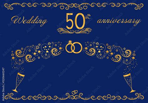 50th Wedding Anniversary Card For Congratulations And Writing Text