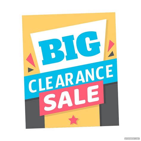 Clearance Sale Signs Printable