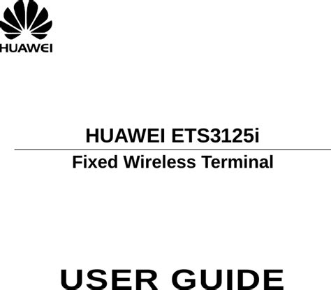 Huawei Technologies Ets3125i Gsm Fixed Wireless Terminal User Manual