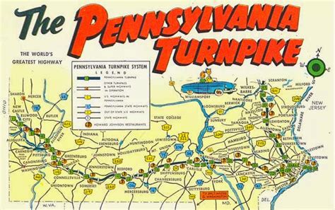 Postcard Gems Map The Pennsylvania Turnpike