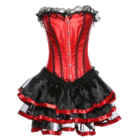 Red Black Victorian Lace Espartilhos Corset Corselet Dress Corsets