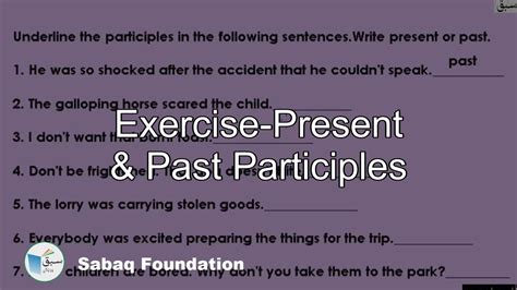 Exercise Present Past Participles English Lecture Sabaq Pk YouTube