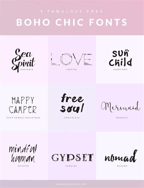9 Free Boho Chic Fonts ♥ Mindful Pixels Handwritten Fonts Typography