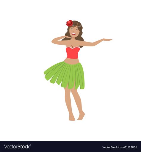 Woman Dancing Hula Hawaiian Vacation Classic Vector Image