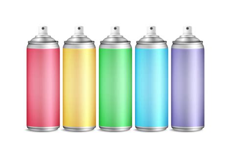 Colorful Spray Can Set Vector 3d Aluminium Bottles Paint Aerosol For