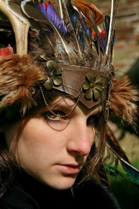 Made To Order Shaman Headdress Leather Feather Renaissance Etsy In