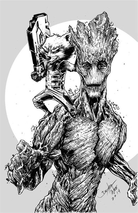 Groot And Rocket Sketch By Dexterwee On Deviantart