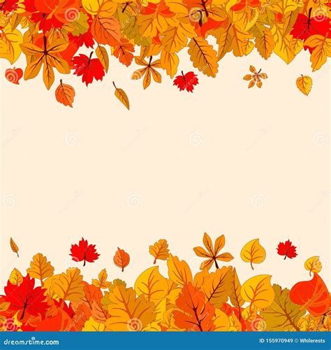 Autumn Leaves Fall Isolated Background Golden Autumn Poster Template