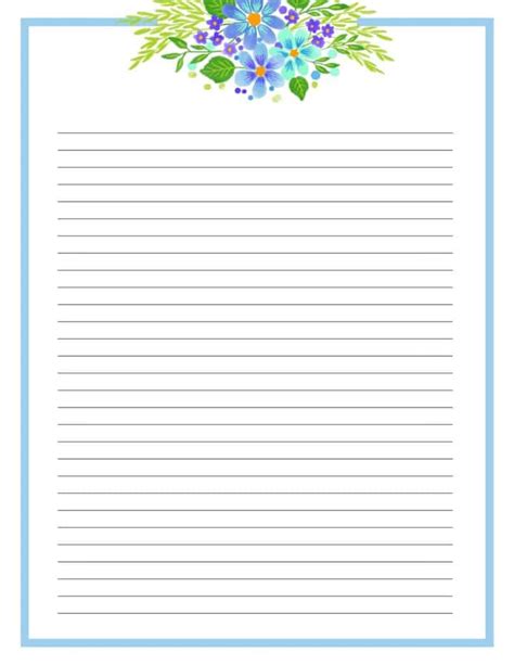Floral Printable Letter Template Line Sheet Printable Letter Paper