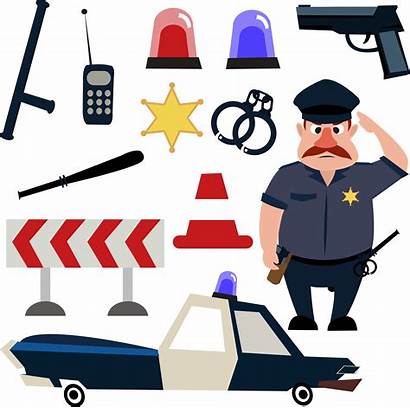 Police Officer Tools Clipart Handcuffs Cartoon Various