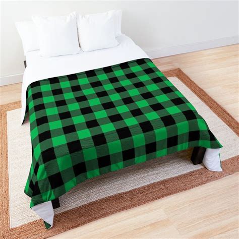Buffalo Plaid Green And Black Buffalo Check Comforter For Sale
