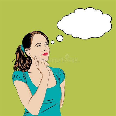 Thinking Girl In Pop Art Comics Style With Speech Bubble For Text