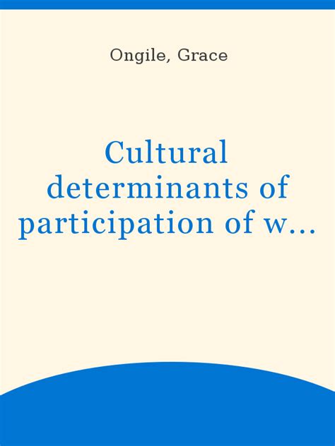 Cultural Determinants Of Participation Of Women In Labour Force