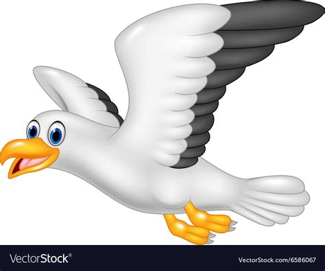 Cartoon Flying Seagull Isolated Royalty Free Vector Image
