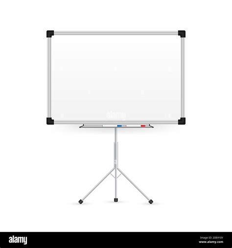 Realistic Office Whiteboard Empty Whiteboard With Marker Pens Vector