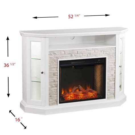 Renstone Corner Convertible Smart Fireplace W Storage White