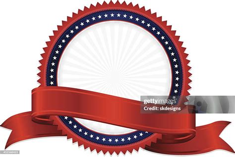 Patriotic Red White And Blue Sticker With A Red Ribbon High Res Vector