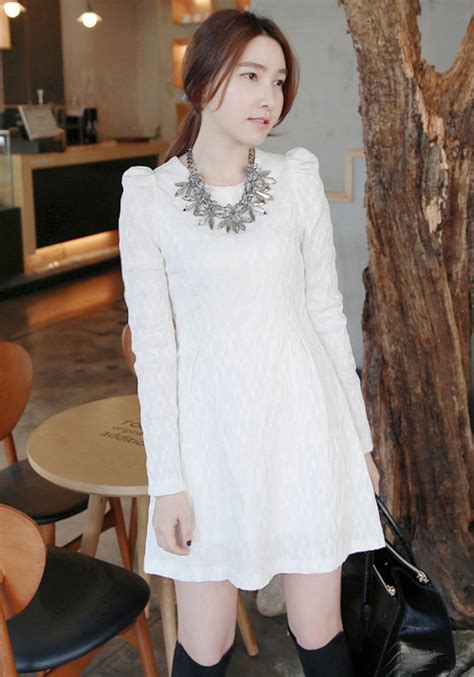 [miamasvin] Fit And Flare Dress With Pleated Sleeves Kstylick Latest Korean Fashion K Pop
