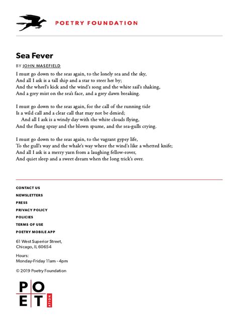 Sea Fever By John Masefield Poetry Foundation Pdf